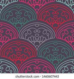 Vector seamless pattern. Damask texture, old fashion, victorian Europe ornament with modern colors. Minimalistic style, tile background. Abstract design for fabric, textile, wallpaper, paper 
