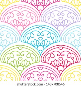 Vector seamless pattern. Damask texture, old fashion, victorian Europe ornament with modern colors. Minimalistic style, tile background. Abstract design for fabric, textile, wallpaper, paper 