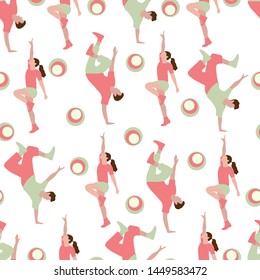 Vector seamless pattern with dancing people. Dance party, competition. Street modern dance. Design for textile, banner, poster or print.