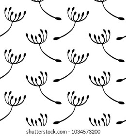 Vector seamless pattern of dandelion seed. 