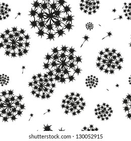 Vector seamless pattern with dandelions