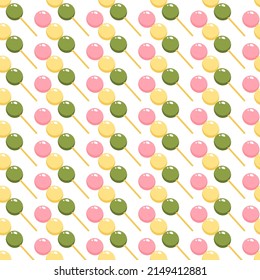 Vector seamless pattern with dango. Japanese sweets and desserts