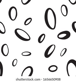 Vector seamless pattern with dark hand drawn 
circles scribble smear on isolated white background. Abstract grunge texture. Black on a white isolated background. Use for textiles, clothing, wallpapers