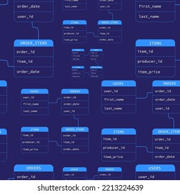 Vector seamless pattern with database schema