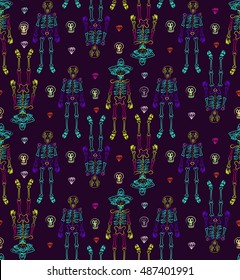 
vector seamless pattern to the day of the dead in Mexico . Halloween Festival in the fall . Holiday clowns , scary masks  El dia de los muertos