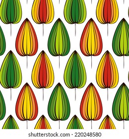 vector seamless pattern with decorative abstract leaves, hand drawn illustration