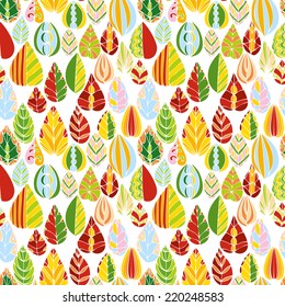 vector seamless pattern with decorative abstract leaves, hand drawn  illustration