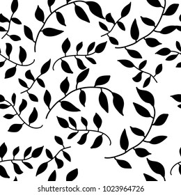 Vector Seamless Pattern. Decorative pattern with branches. Black branches.Eps10.