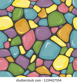 Vector seamless pattern with decorative colored stones