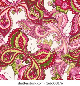 Vector seamless pattern with decorative colorful butterflies on a white background. Seamless pattern can be used for wallpapers, fabric, pattern fills, web page backgrounds, surface textures.