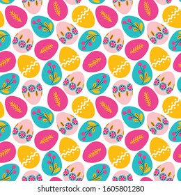 Vector seamless pattern with decorative easter eggs for wrapping paper, cards, greeting and another design