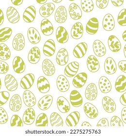 Vector seamless pattern with decorative eggs. Easter holiday background for the site, printing on fabric, gift wrapping and wallpaper.
