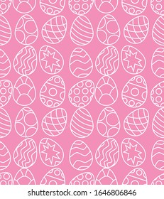 Vector seamless pattern with decorative eggs.Easter holiday. Background colorful template for website, print on fabric, gift wrap and wallpaper
