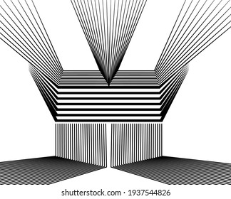 Vector seamless pattern. Decorative element, design template with striped black white diagonal inclined line. Background, texture with optical illusion. Futuristic decoration for card textile parquet

