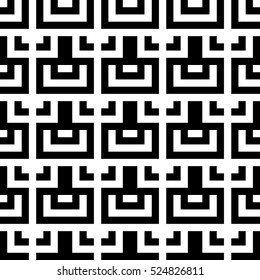 Vector seamless pattern. Decorative element, design template with striped black and white lines and squares. Background, texture with abstract geometry. Structural industrial tiles for parquet swatch