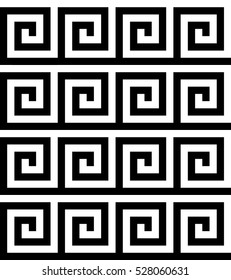 Vector seamless pattern. Decorative element, design template with striped black and white spiral lines. Background, texture with optical illusion effect. Classic ancient tiles for textile and parquet