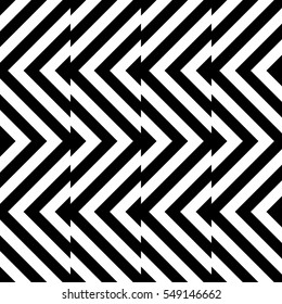 Vector seamless pattern. Decorative element, design template with striped black and white diagonal inclined lines. Background, texture with optical illusion effect. Moving tiles in op art style