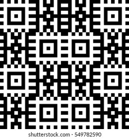 Vector seamless pattern. Decorative element, design template with pixel black and white motifs. Background, texture with optical illusion effect. Ethnic tribal traditional tracery for fabric swatch.
