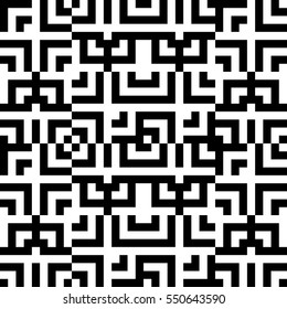 Vector seamless pattern. Decorative element, design template with striped black and white lines and squares. Background, texture with abstract geometry. Structural industrial tiles for parquet swatch