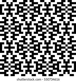 Vector seamless pattern. Decorative element, design template with pixel black and white motifs. Ethnic folk national tracery for fabric swatch. Background, texture with optical illusion effect.