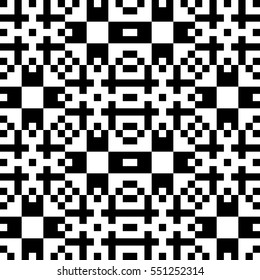 Vector seamless pattern. Decorative element, design template with pixel black and white motifs. Background, texture with optical illusion effect. Ethnic tribal traditional tracery for fabric swatch.