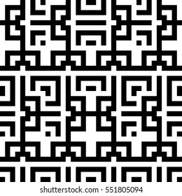 Vector seamless pattern. Decorative element, design template with striped black and white lines and squares. Background, texture with abstract geometry. Structural industrial tiles for parquet swatch