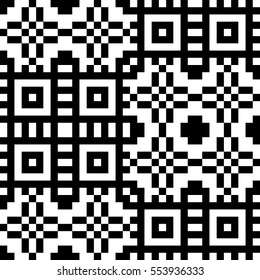 Vector seamless pattern. Decorative element, design template with pixel black and white motifs. Background, texture with optical illusion effect. Ethnic tribal traditional tracery for fabric swatch.