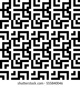 Vector seamless pattern. Decorative element, design template with striped black and white lines and squares. Background, texture with abstract geometry. Structural industrial tiles for parquet swatch