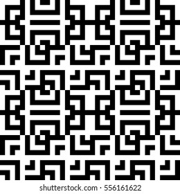 Vector seamless pattern. Decorative element, design template with striped black and white lines and squares. Background, texture with abstract geometry. Structural industrial tiles for parquet swatch