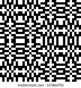 Vector seamless pattern. Decorative element, design template with pixel black and white motifs. Ethnic folk national tracery for fabric swatch. Background, texture with optical illusion effect.