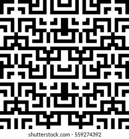 Vector seamless pattern. Decorative element, design template with striped black and white lines and squares. Background, texture with abstract geometry. Structural industrial tiles for parquet swatch