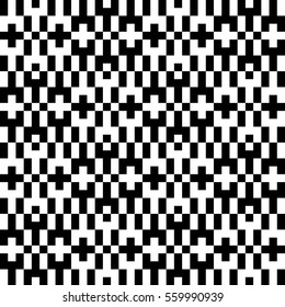 Vector seamless pattern. Decorative element, design template with pixel black and white motifs. Ethnic folk national tracery for fabric swatch. Background, texture with optical illusion effect.
