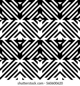 Vector seamless pattern. Decorative element, design template with diagonal striped black and white lines. Background, texture with mechanical geometry. Structural industrial tiles for lattice, grille