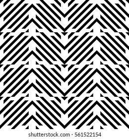 Vector seamless pattern. Decorative element, design template with diagonal striped black and white lines. Background, texture with mechanical geometry. Structural industrial tiles for lattice, grille