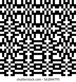 Vector seamless pattern. Decorative element, design template with pixel black and white motifs. Ethnic folk national tracery for fabric swatch. Background, texture with optical illusion effect.