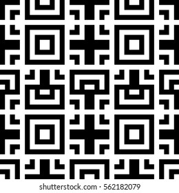 Vector seamless pattern. Decorative element, design template with striped black and white lines and squares. Background, texture with abstract geometry. Structural industrial tiles for parquet swatch