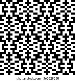Vector seamless pattern. Decorative element, design template with pixel black and white motifs. Ethnic folk national tracery for fabric swatch. Background, texture with optical illusion effect.