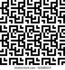 Vector seamless pattern. Decorative element, design template with striped black and white lines and squares. Background, texture with abstract geometry. Structural industrial tiles for parquet swatch