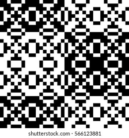 Vector seamless pattern. Decorative element, design template with pixel black and white motifs. Ethnic folk national tracery for fabric swatch. Background, texture with optical illusion effect.