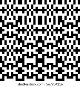 Vector seamless pattern. Decorative element, design template with pixel black and white motifs. Ethnic folk national tracery for fabric swatch. Background, texture with optical illusion effect.