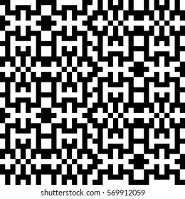 Vector seamless pattern. Decorative element, design template with pixel black and white motifs. Ethnic folk national tracery for fabric swatch. Background, texture with optical illusion effect.