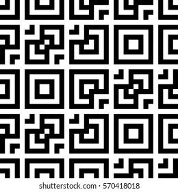 Vector seamless pattern. Decorative element, design template with striped black and white lines and squares. Background, texture with abstract geometry. Structural industrial tiles for parquet swatch