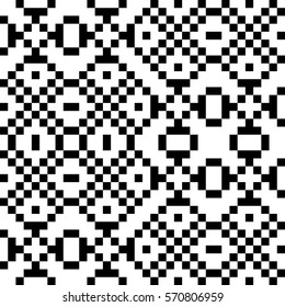 Vector seamless pattern. Decorative element, design template with pixel black and white motifs. Ethnic folk national tracery for fabric swatch. Background, texture with optical illusion effect.