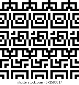 Vector seamless pattern. Decorative element, design template with striped black and white lines and squares. Background, texture with abstract geometry. Structural industrial tiles for parquet swatch