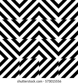 Vector seamless pattern. Decorative element, design template with striped black white diagonal inclined line. Background, texture with optical illusion. Futuristic decoration for card textile parquet