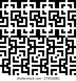 Vector seamless pattern. Decorative element, design template with striped black and white lines and squares. Background, texture with abstract geometry. Structural industrial tiles for parquet swatch