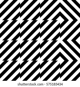 Vector seamless pattern. Decorative element, design template with striped black white diagonal inclined lines. Background, texture with figurative geometry. Moving tiles for card web tile app cover