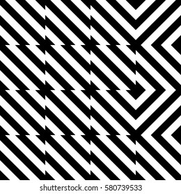 Vector seamless pattern. Decorative element, design template with striped black white diagonal inclined lines. Background, texture with figurative geometry. Moving tiles for card web tile app cover