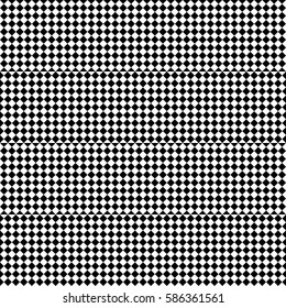 Vector seamless pattern. Decorative element, design template with black white squares and rhombuses. Background, texture with optical illusion effect. Fabric textile tartan in op art style.