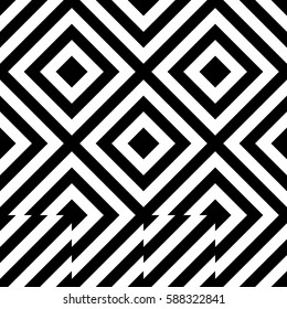 Vector seamless pattern. Decorative element, design template with striped black white diagonal inclined lines. Background, texture with figurative geometry. Moving tiles for card web tile app cover